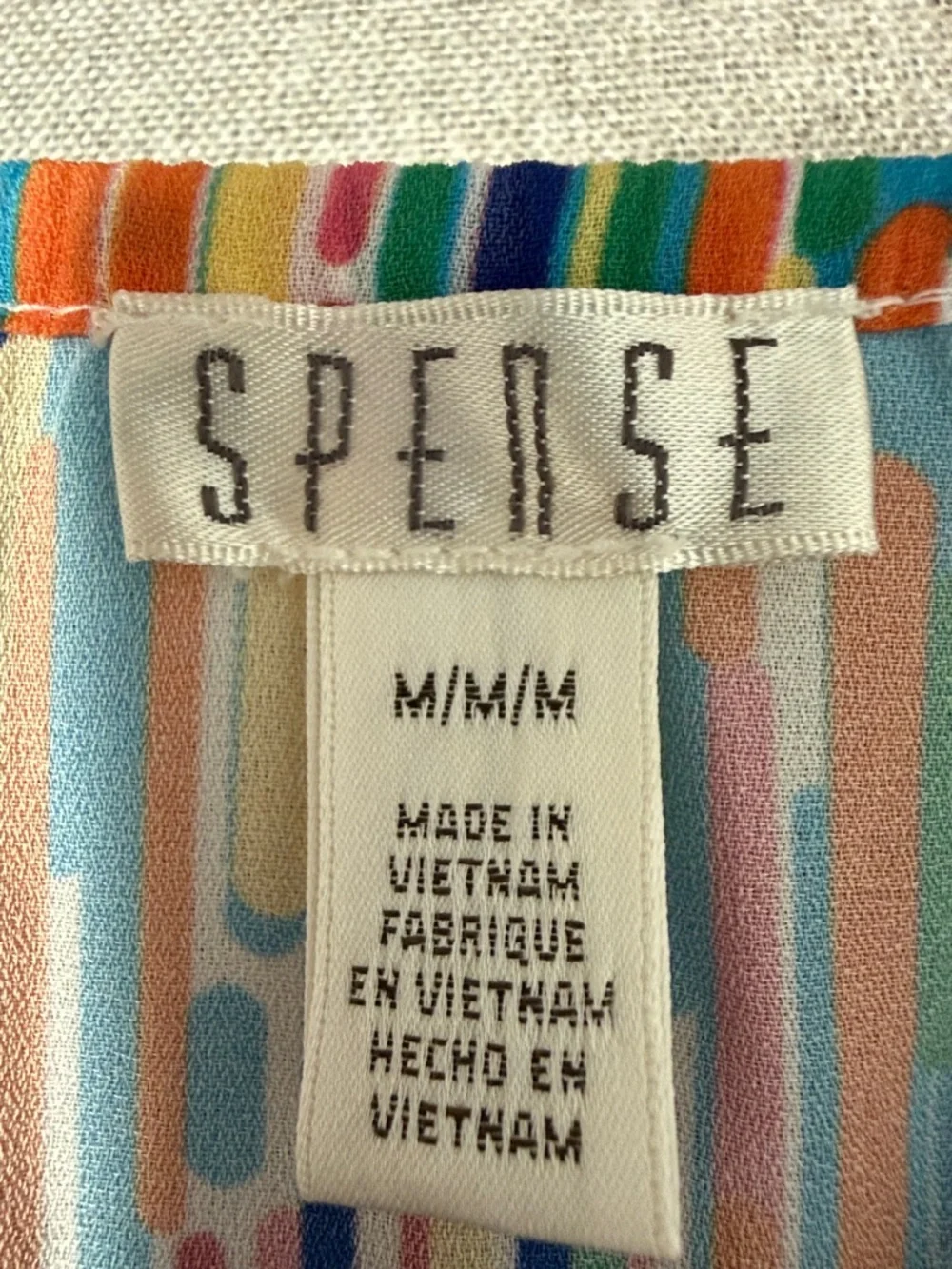 Spense Women’s Multicolor Abstract Stripe Peasant Top SZM - Picture 3 of 13